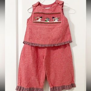 Smocked Christmas 2 piece Outfit Kids Size 24M